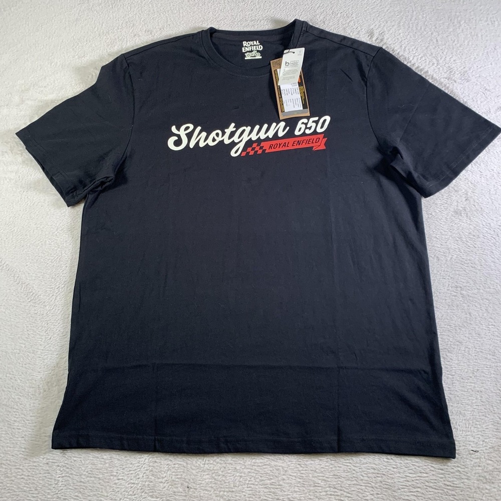Royal Enfield Shirt Mens Large Black Shotgun 650 Graphic‎ Tee Motorcycle NEW